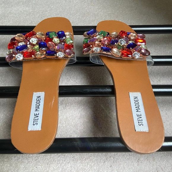 STEVE MADDEN Women Brionna Crystal Embellished Slide Sandals - NEW NWOB - Picture 5 of 8